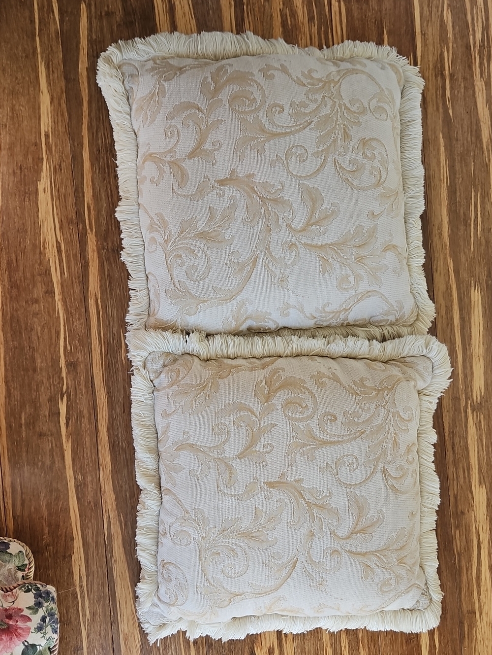 Classic Cream Fringe Decorative Throw Pillow - Set of 2